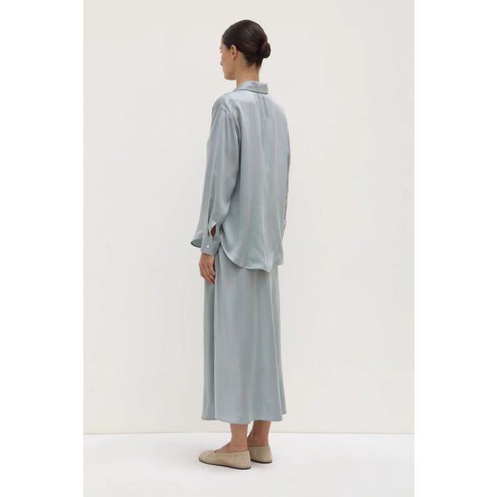 Pippa Silk Long Sleeve Shirt | Cloud - Tops