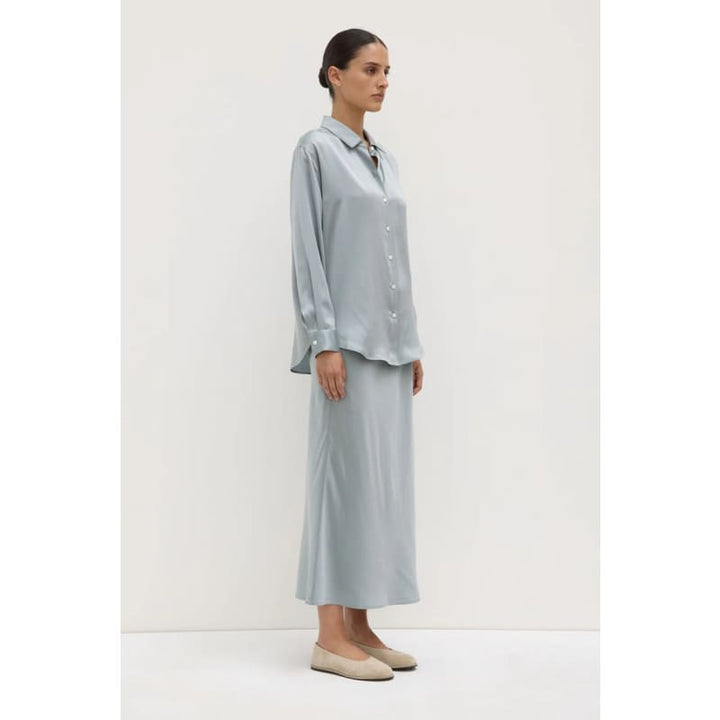 Pippa Silk Long Sleeve Shirt | Cloud - Tops