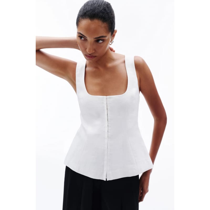 Quinn Linen Vest | White - Tops