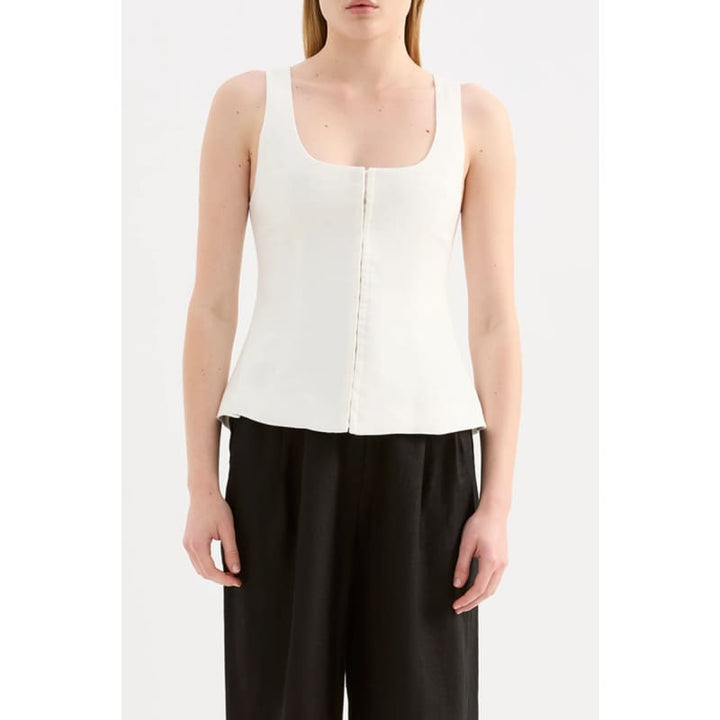 Quinn Linen Vest | White - Tops