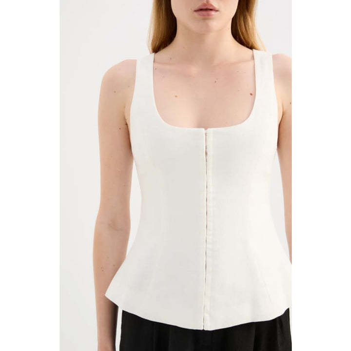 Quinn Linen Vest | White - Tops