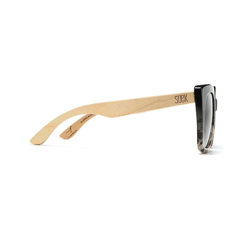 Riviera Black Ivory Tortoise Sunglasses | Black Gradient Lens & White Maple Arms - Accessories