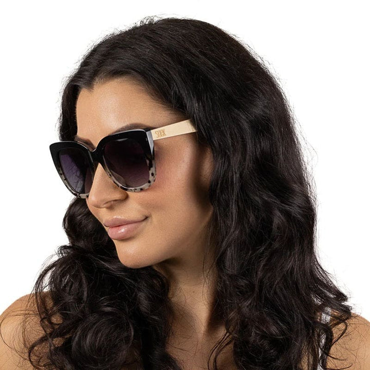 Riviera Black Ivory Tortoise Sunglasses | Black Gradient Lens & White Maple Arms - Accessories