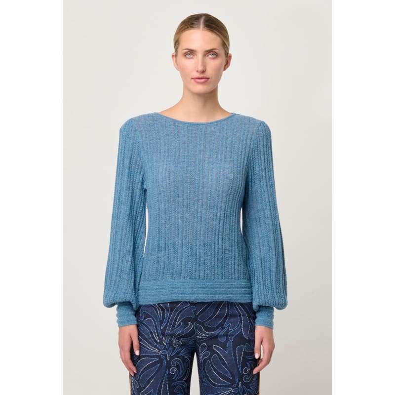 Solana Baby Alpaca Knit Top | Ashen Blue - Knitwear