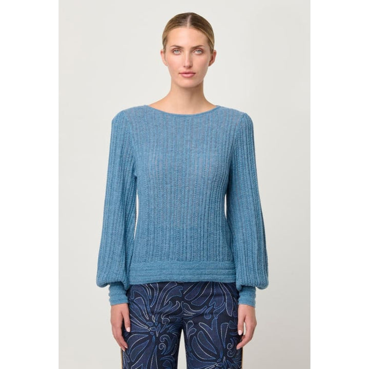 Solana Baby Alpaca Knit Top | Ashen Blue - Knitwear