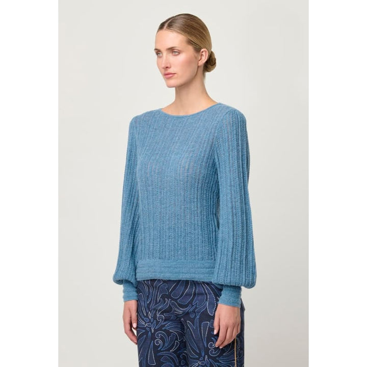 Solana Baby Alpaca Knit Top | Ashen Blue - Knitwear