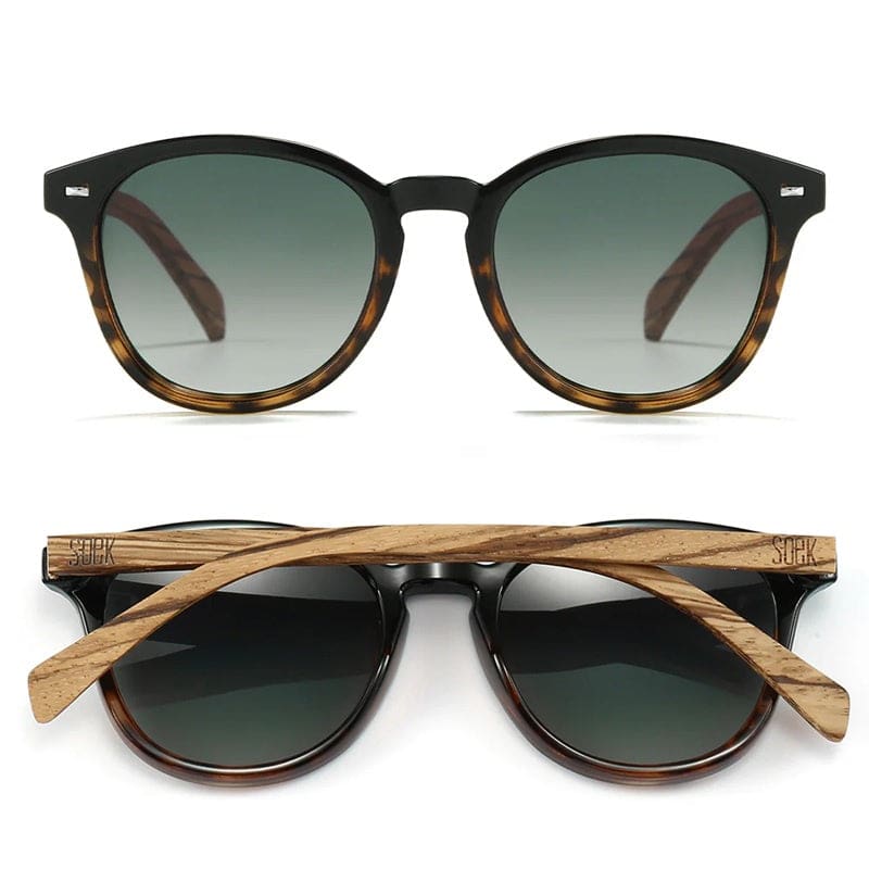 Taine Black Tort Sunglasses | Khaki Gradient Lens & Walnut Arms - Accessories