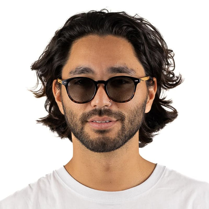 Taine Black Tort Sunglasses | Khaki Gradient Lens & Walnut Arms - Accessories