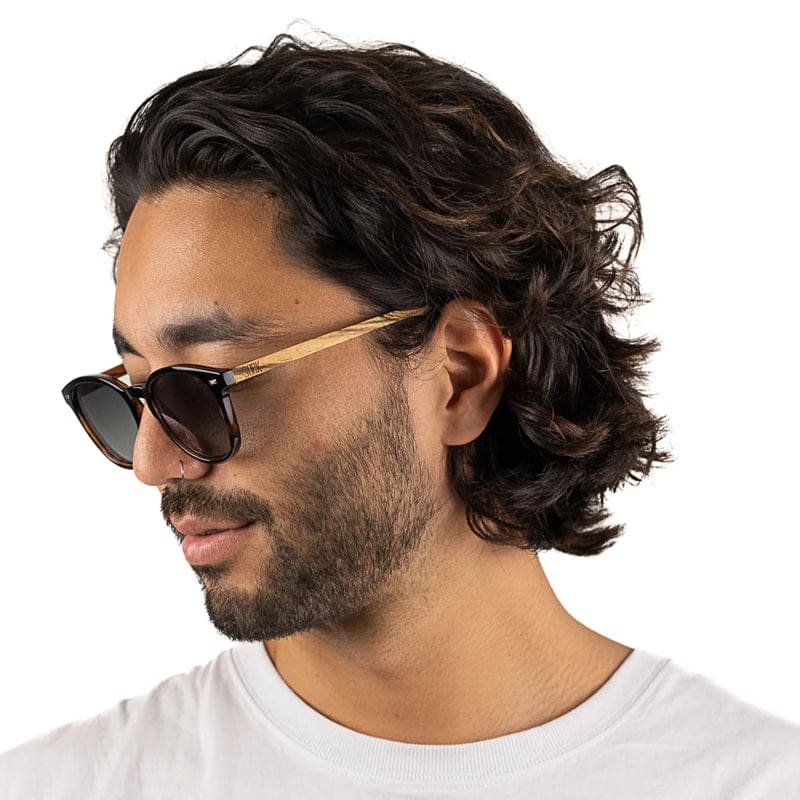 Taine Black Tort Sunglasses | Khaki Gradient Lens & Walnut Arms - Accessories