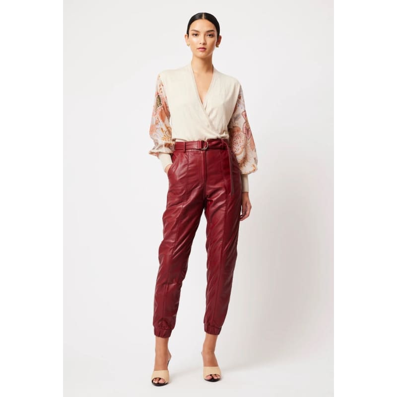 Tallitha Leather Pant| Scarlet - Bottoms