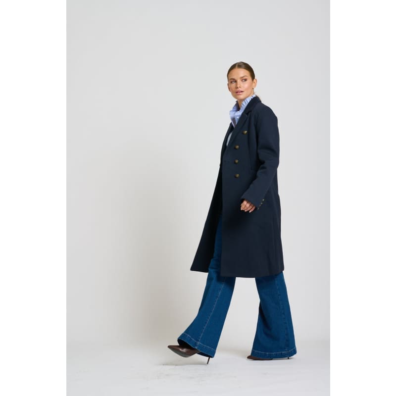 The Louise Long Line Coat | French Navy - Jackets