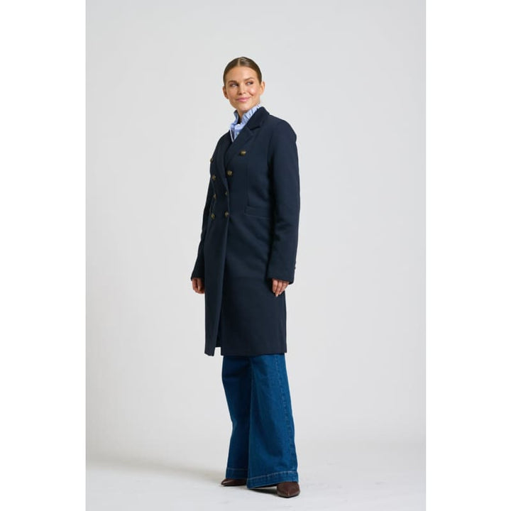 The Louise Long Line Coat | French Navy - Jackets