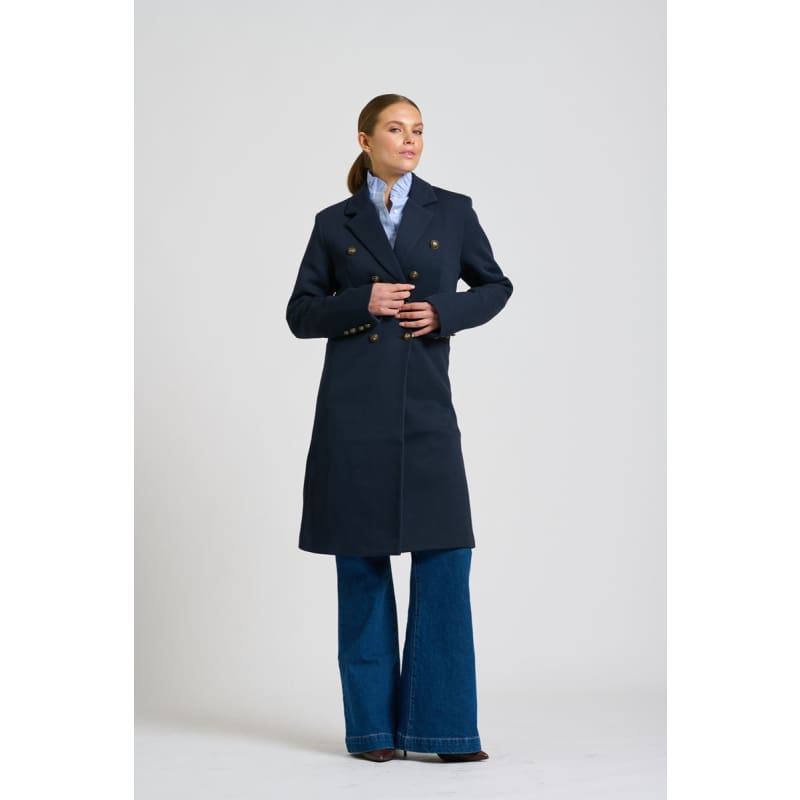 The Louise Long Line Coat | French Navy - Jackets