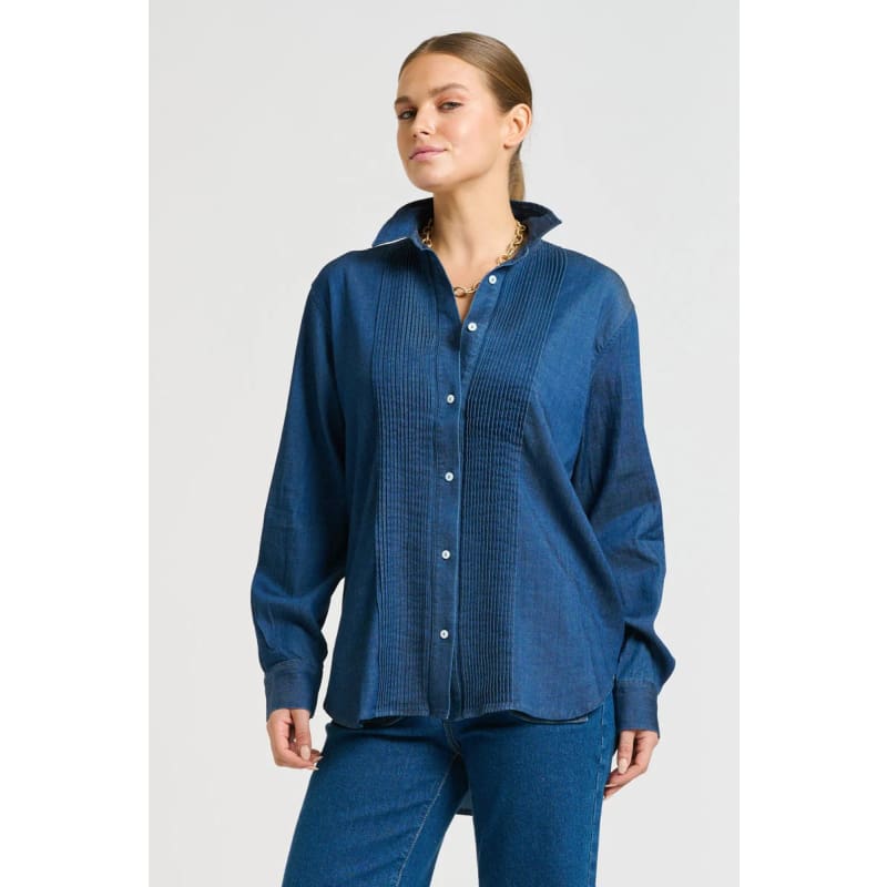 The Penny Shirt Pintuck | Denim - Tops