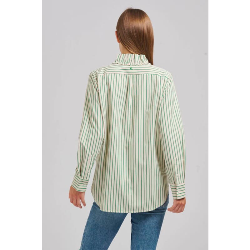 The Piper Classic Cotton Shirt | Emerald Stripe - Tops
