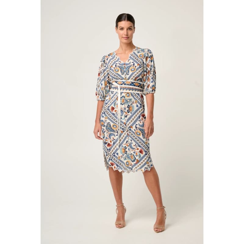 Theia Viscose Scallop Embroidered Dress | Petinos Floros - Dress