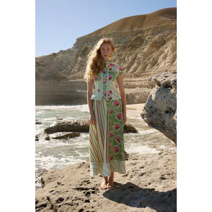 Tilla Denim Maxi Skirt | Meadow Multi - Bottoms