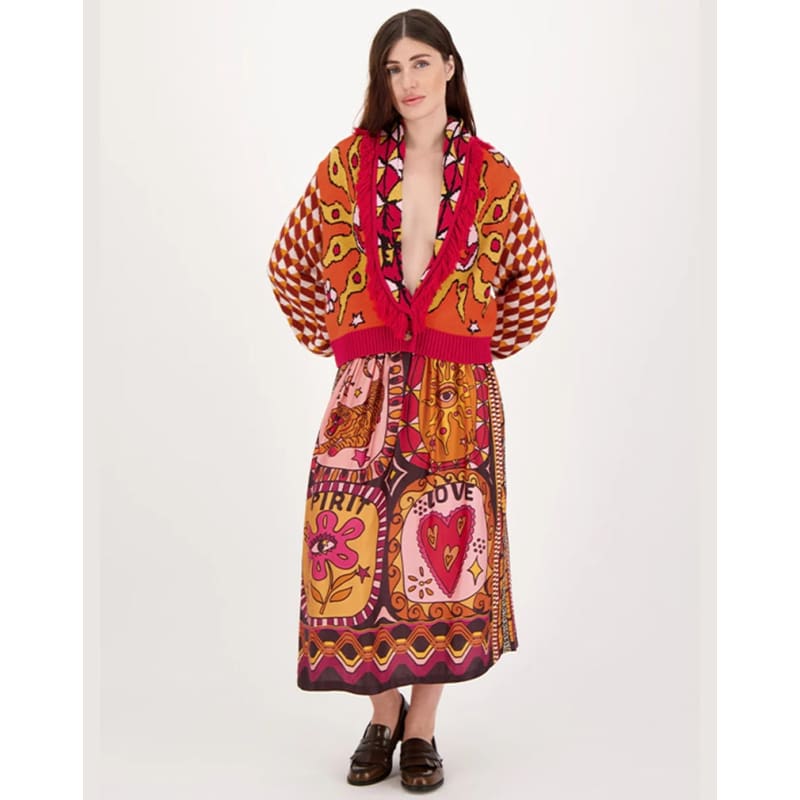 Vanessa Printed Midi Skirt | Sunset - Bottoms