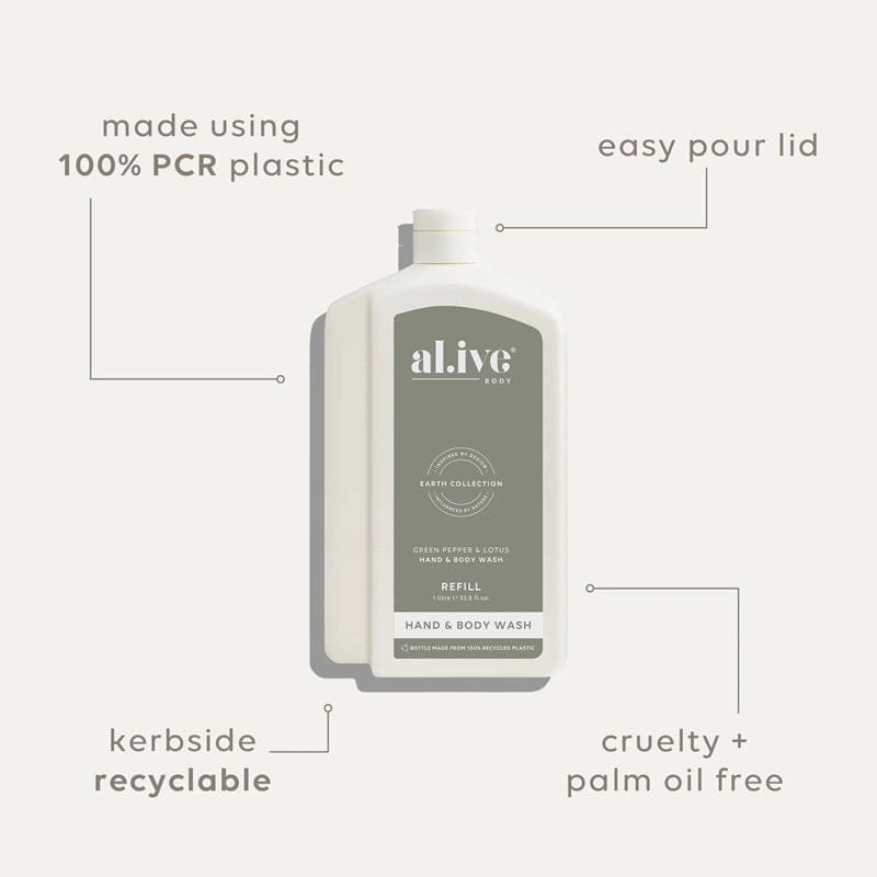 1 Litre Wash Refill | Green Pepper & Lotus - General