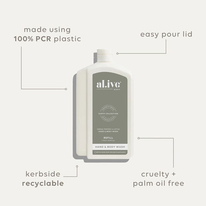 1 Litre Wash Refill | Green Pepper & Lotus - General