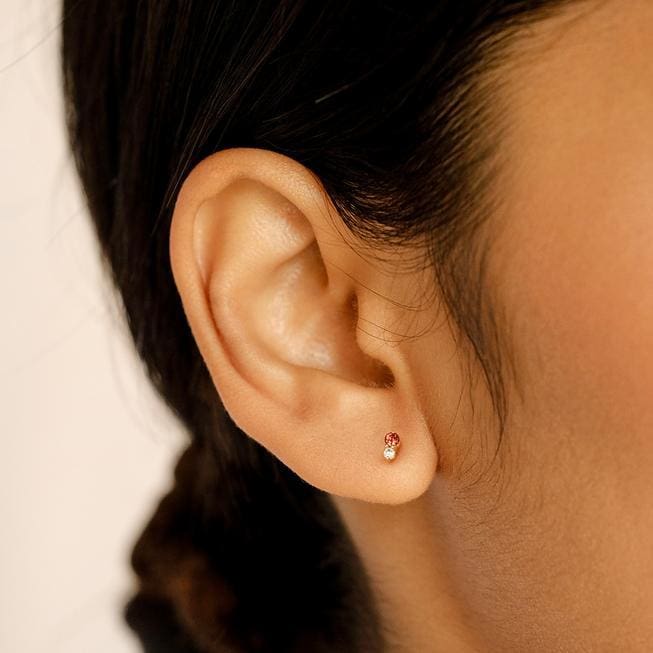 14k Gold Birthstone Single Earring January - Jewellery