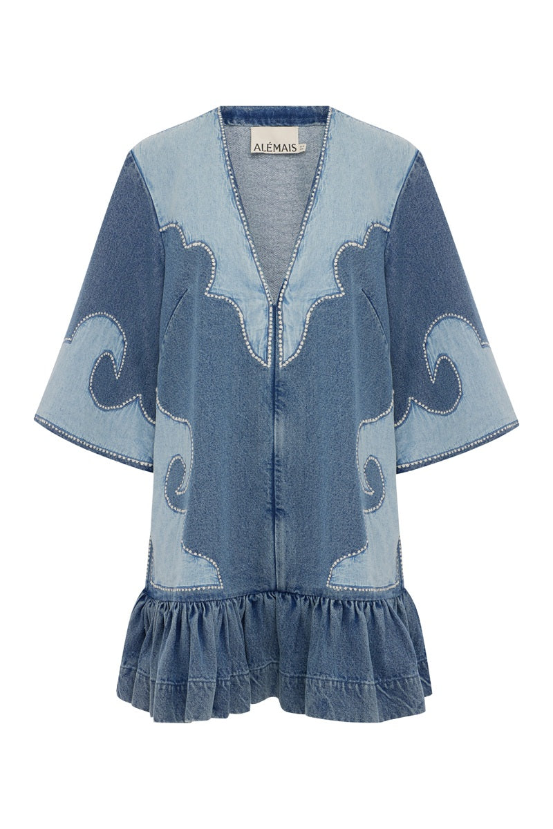 Jesse Denim Applique Mini Dress