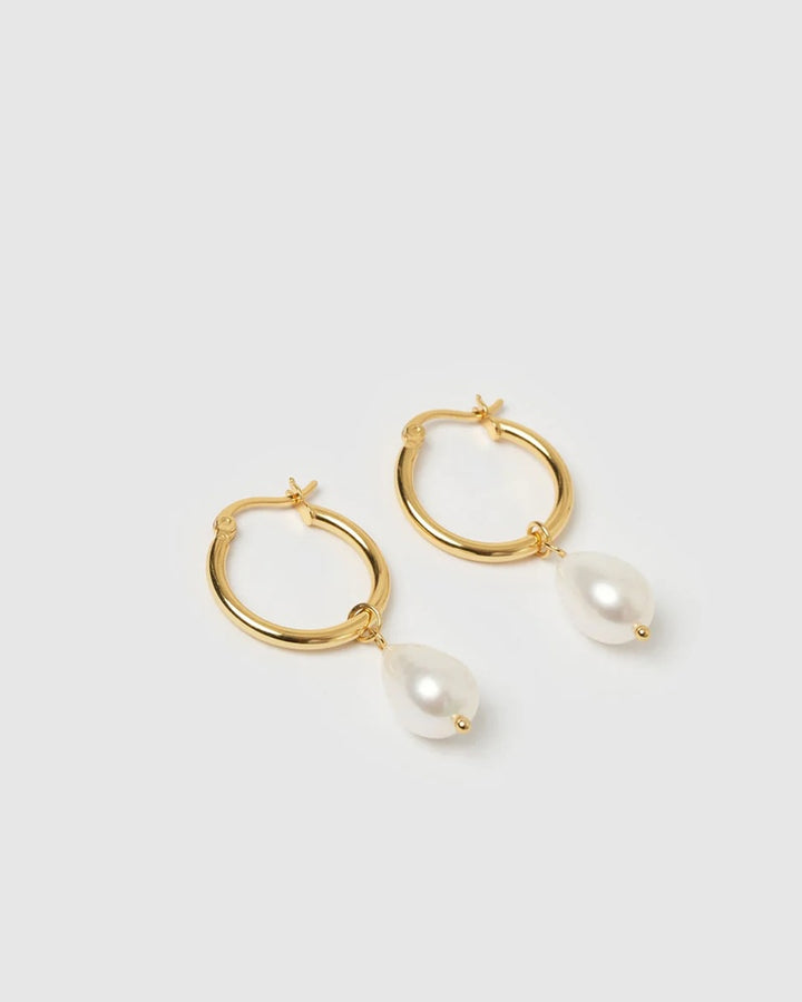Augusta Gold Hoop & Freshwater Pearl Earrings
