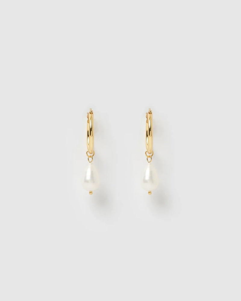 Augusta Gold Hoop & Freshwater Pearl Earrings