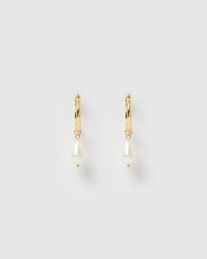 Augusta Gold Hoop & Freshwater Pearl Earrings