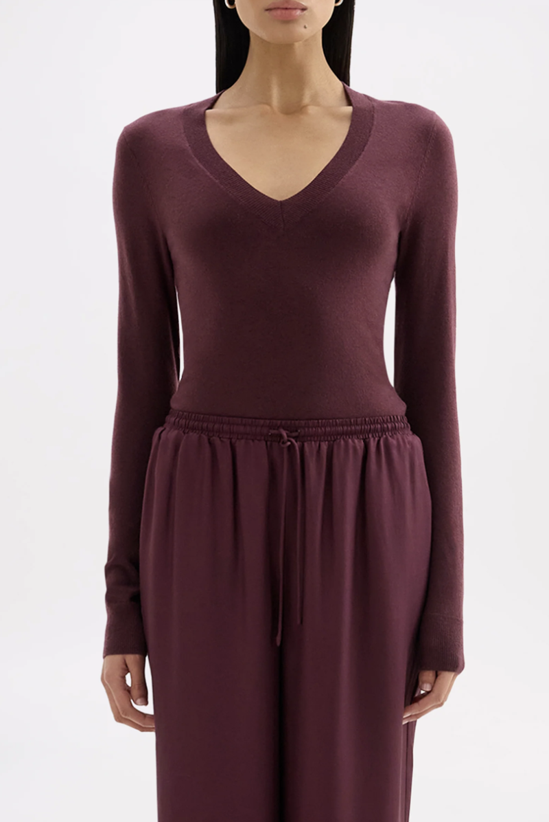 Abia Merino Blend Knit Top | Mulberry