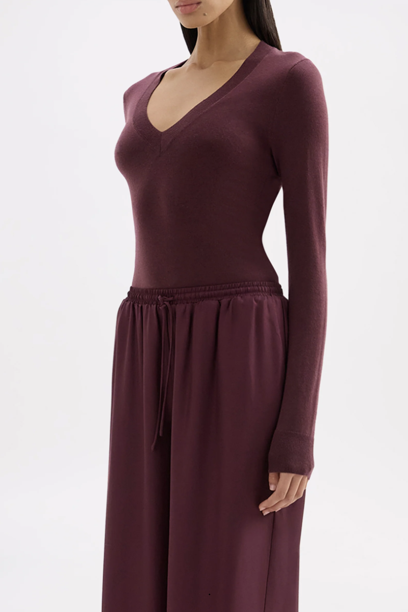 Abia Merino Blend Knit Top | Mulberry