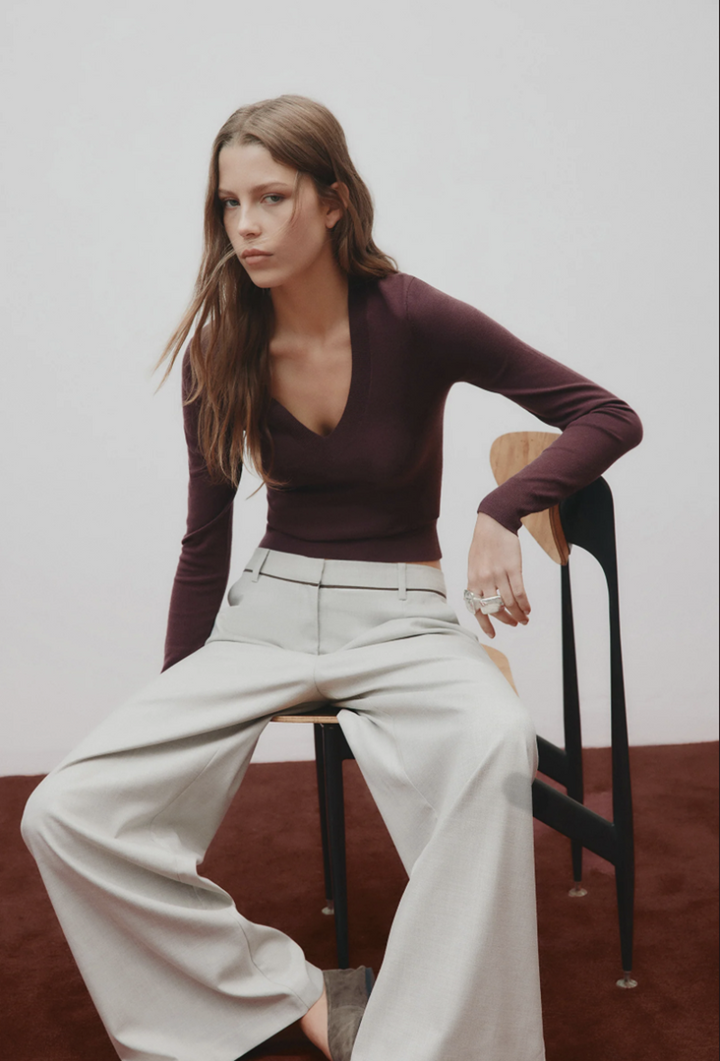 Abia Merino Blend Knit Top | Mulberry