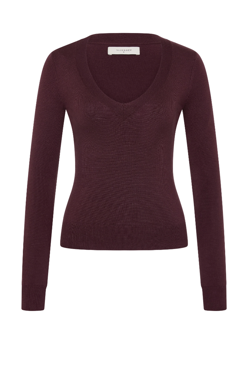 Abia Merino Blend Knit Top | Mulberry