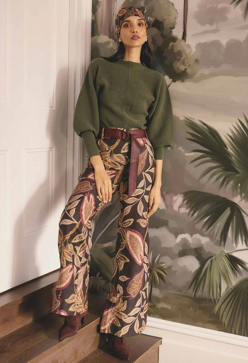 Adele Linen Viscose Pant | Dark Tropique