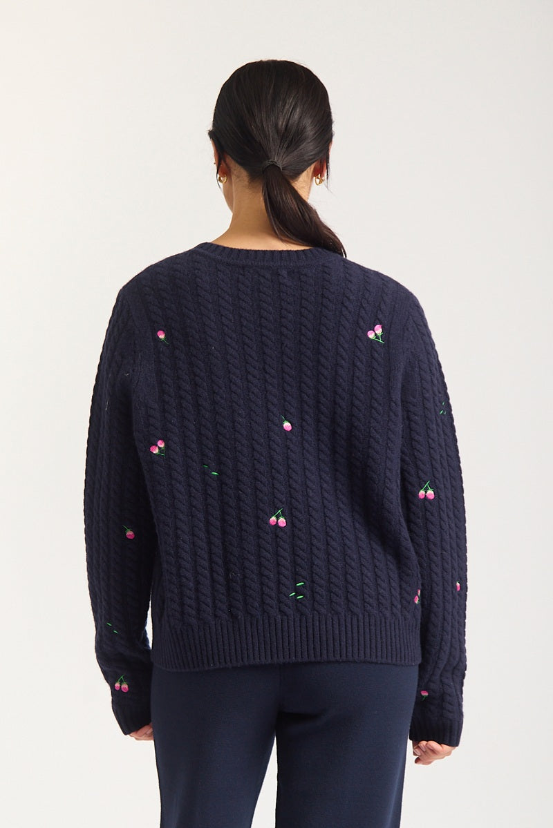 Rosette Sweater | Navy