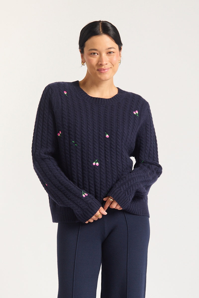 Rosette Sweater | Navy