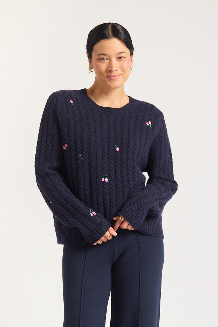 Rosette Sweater | Navy