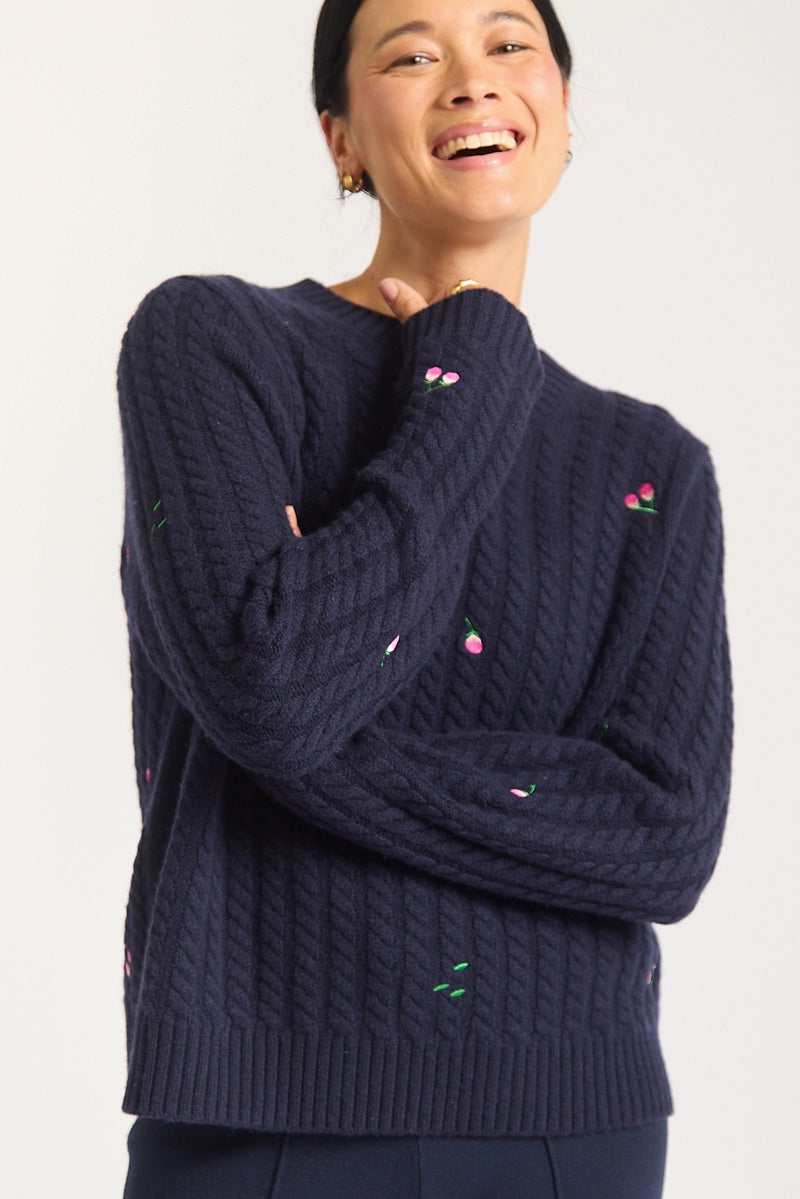 Rosette Sweater | Navy