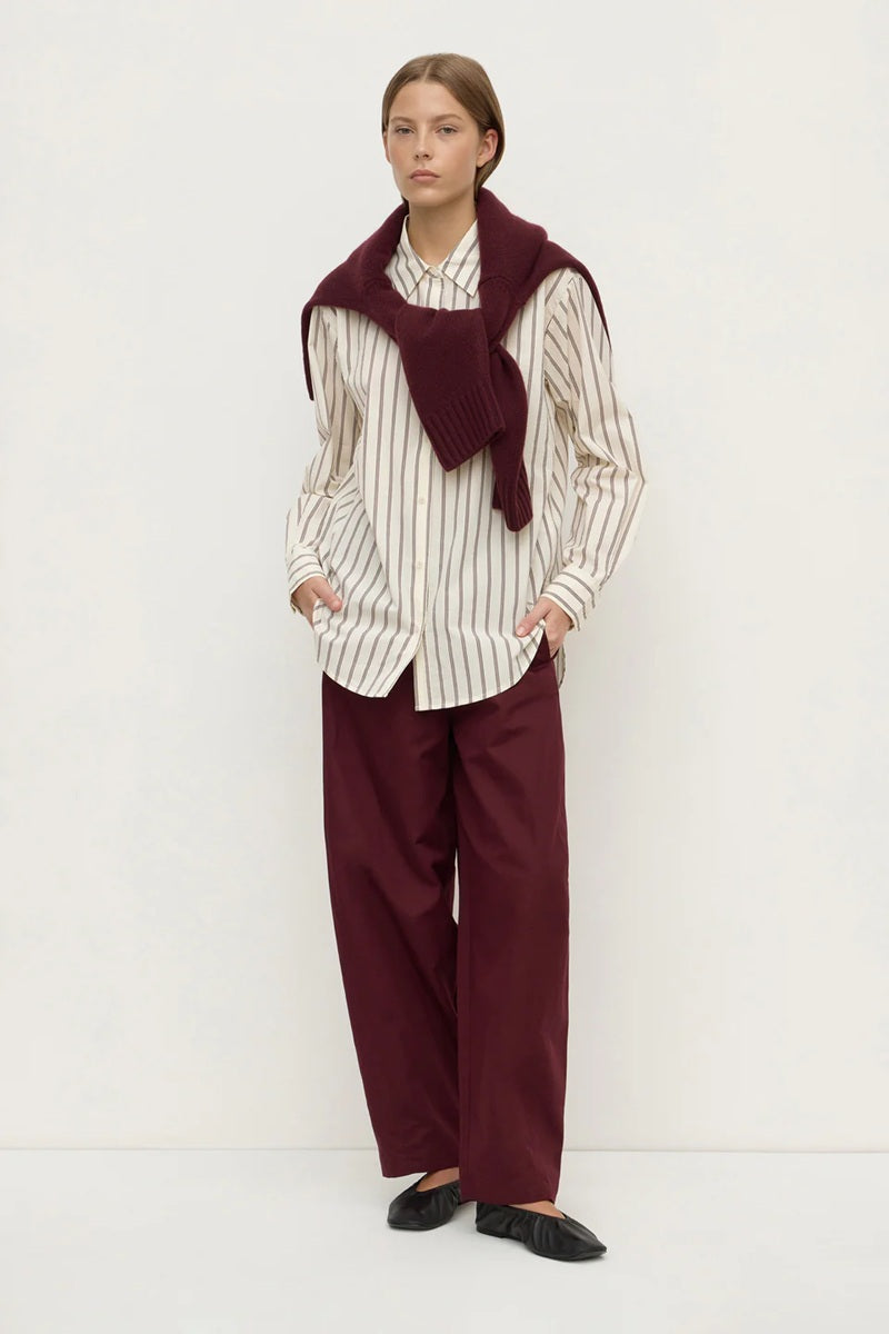Amaro Italian Stripe Long Sleeve Shirt | Merlot & White