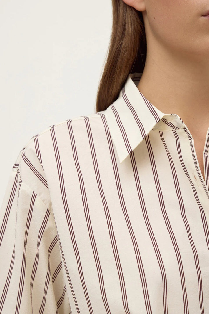 Amaro Italian Stripe Long Sleeve Shirt | Merlot & White