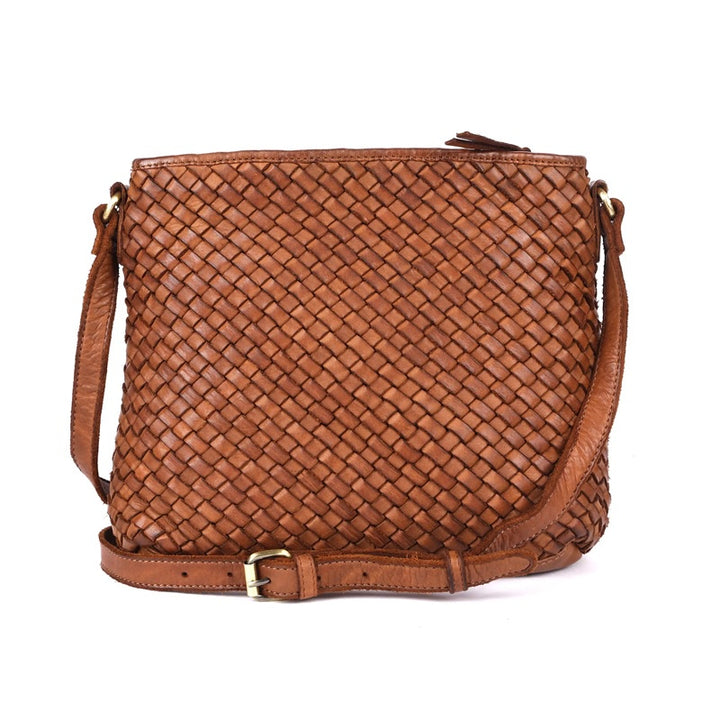 Angelica Woven Crossbody Bag | Oak