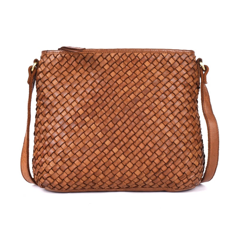 Angelica Woven Crossbody Bag | Oak
