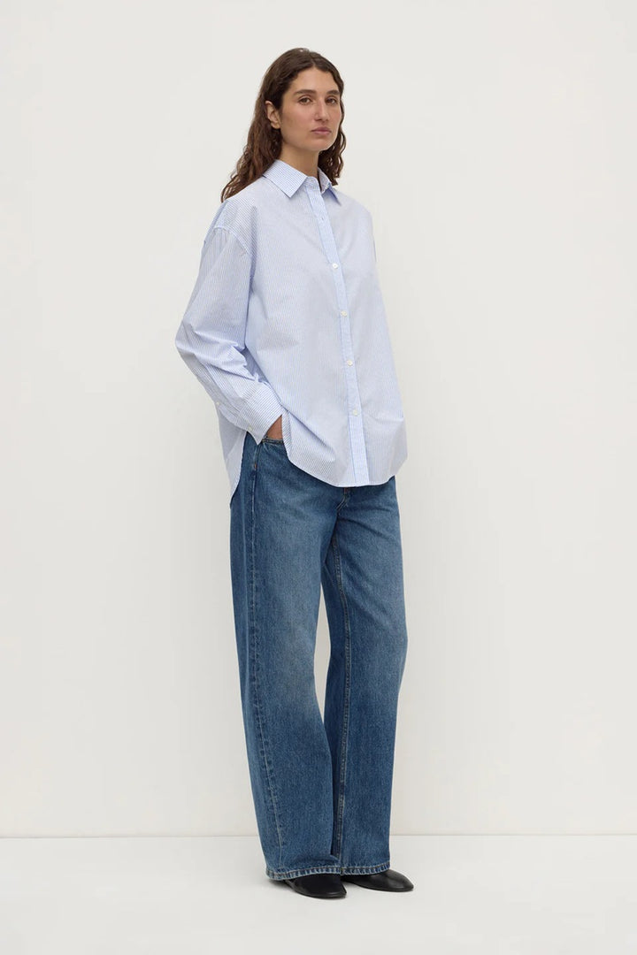 Avoca Stripe L/S Shirt | Blue & White Stripe