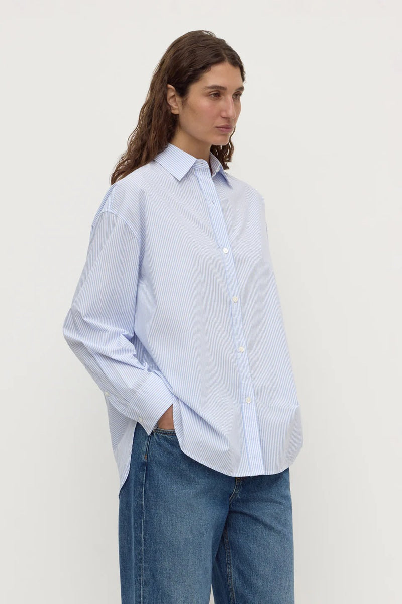 Avoca Stripe L/S Shirt | Blue & White Stripe