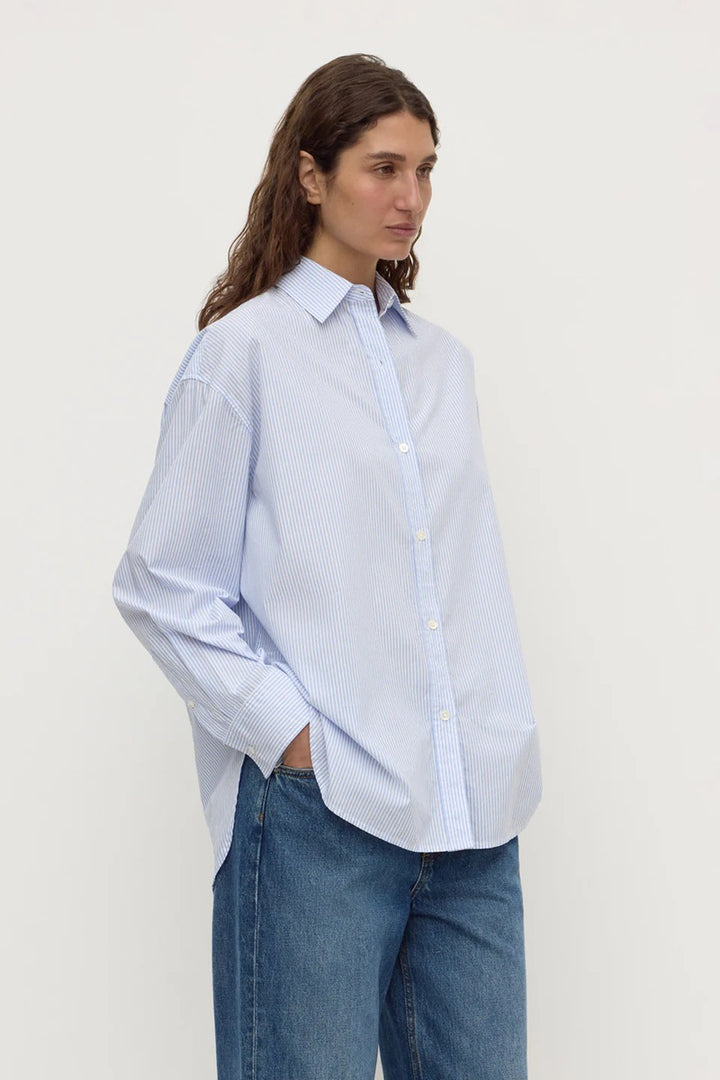 Avoca Stripe L/S Shirt | Blue & White Stripe