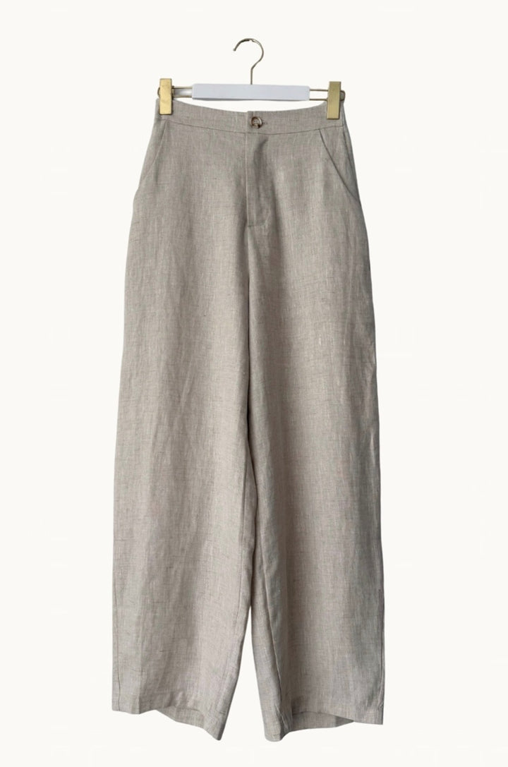 Barrel Leg Linen Pants | Natural