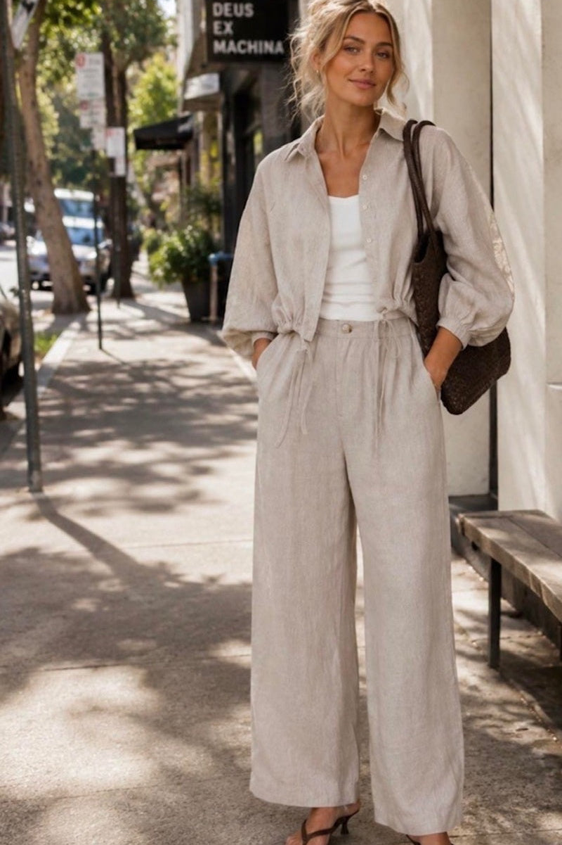 Bianca Tie Linen Shirt | Natural
