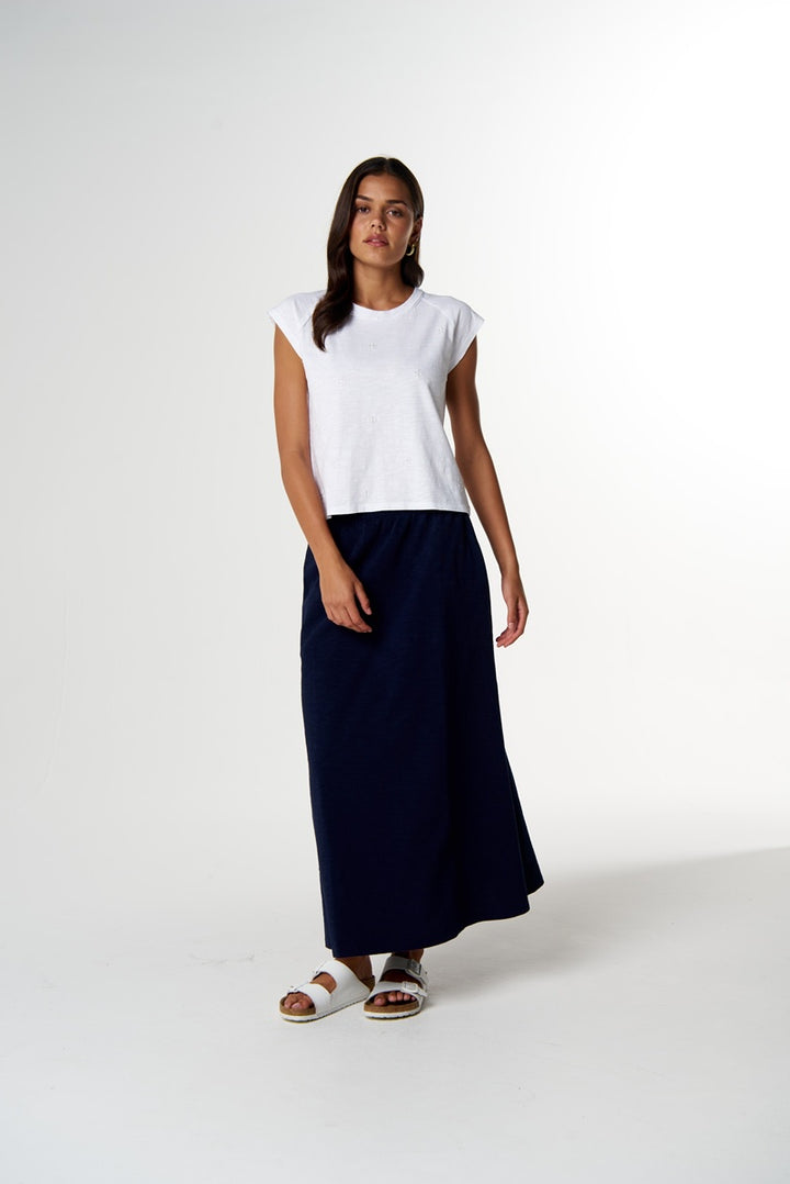 Tonal Cross Cap Sleeve Tee White | C13010-57
