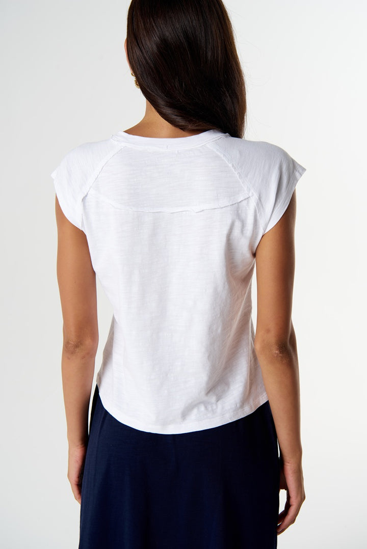 Tonal Cross Cap Sleeve Tee White | C13010-57