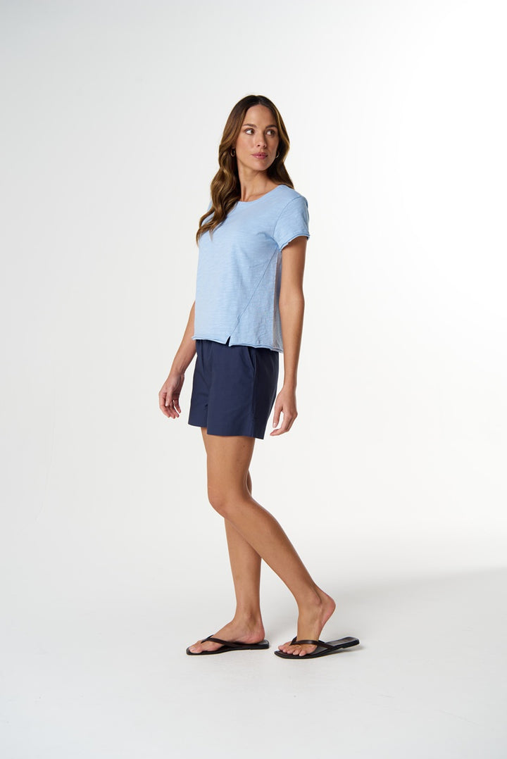Front Split Tee Skyway Blue| C1384
